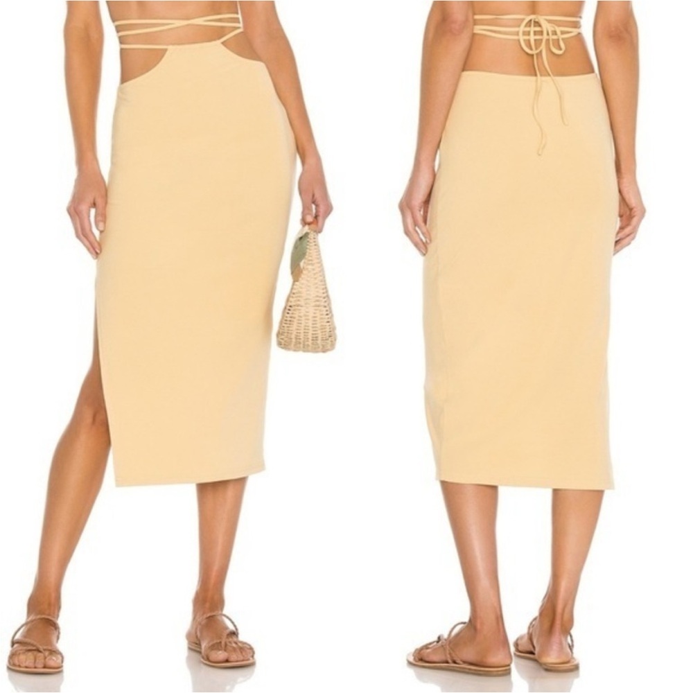 WeWoreWhat yellow Pencil Skirt with wraparound waist ties